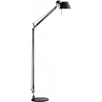 Lampada da pavimento 70W Forma Estesa 167×100 cm. Lampada da lettura articolata Soggiorno, sala da pranzo e camera da letto. Alluminio. Colore nero