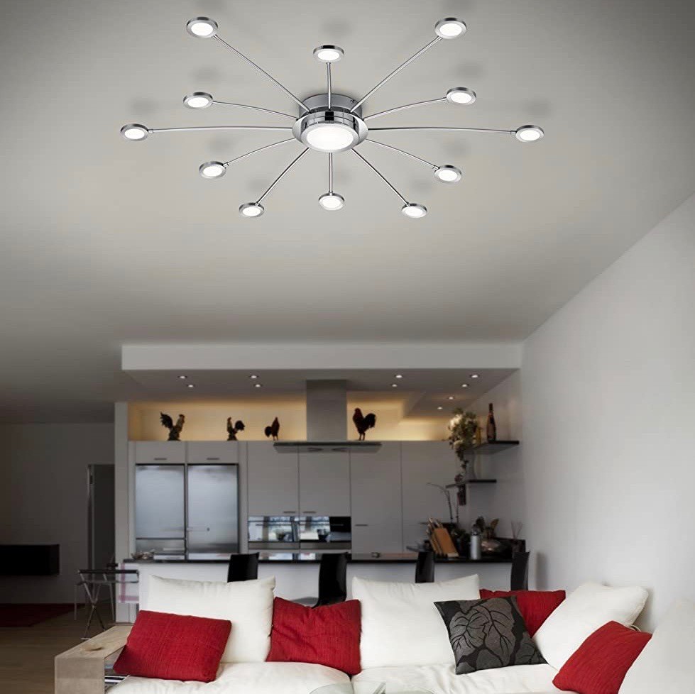 278,95 € Free Shipping | Chandelier Trio 2W 3000K Warm light. 100×100 cm. 12 points of light. Remote control Metal casting. Plated chrome Color
