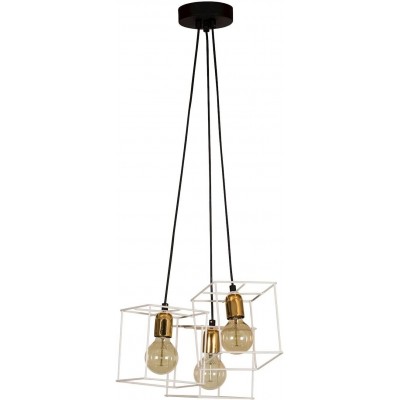 Lampe à suspension 60W Façonner Cubique 150×21 cm. 3 points de lumière Salle à manger, chambre et hall. Style conception. Métal. Couleur noir