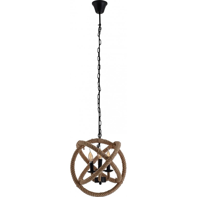 391,95 € Free Shipping | Hanging lamp 40W Spherical Shape 150×43 cm. 3 points of light Living room, dining room and bedroom. Modern Style. Metal casting. Beige Color