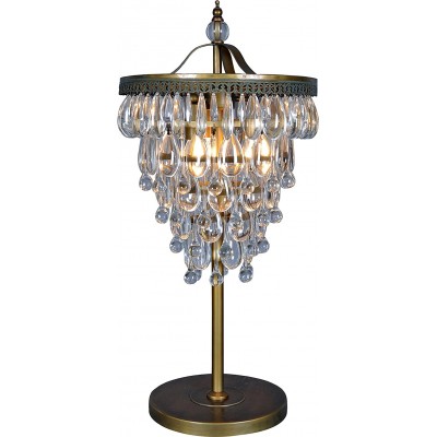 Lampada da tavolo 40W Forma Conica 73×33 cm. Soggiorno, sala da pranzo e atrio. Metallo e Bicchiere. Colore d'oro