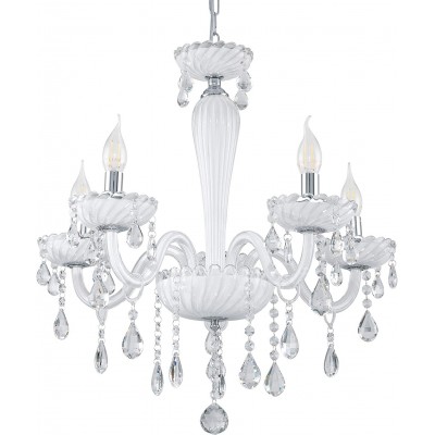 Leuchter Eglo 40W Runde Gestalten 120×59 cm. 5 Lichtpunkte Wohnzimmer, esszimmer und empfangshalle. Stahl und Glas. Weiß Farbe