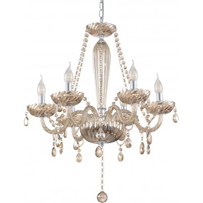 Chandelier Eglo 40W Round Shape 130×72 cm. 6 light points Living room, dining room and bedroom. Steel and Glass. Golden Color