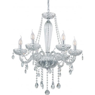 307,95 € Free Shipping | Chandelier Eglo 40W Round Shape 130×72 cm. 6 light points Living room, dining room and bedroom. Steel and Glass. Gray Color