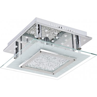297,95 € Free Shipping | Ceiling lamp 33W Square Shape 32×32 cm. Dining room, bedroom and lobby. Modern Style. Crystal. Silver Color