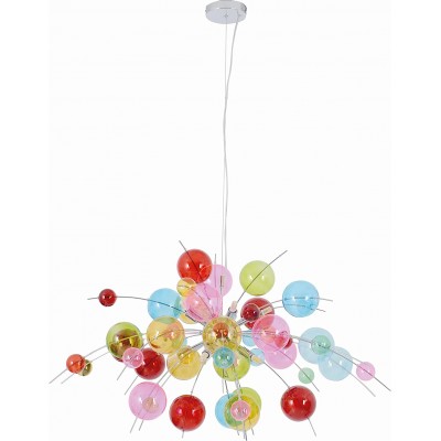 Lámpara de araña 20W Forma Esférica 150×98 cm. Diseño en forma de globos multicolor Salón, comedor y vestíbulo. Estilo moderno. Acero, Cristal y Vidrio