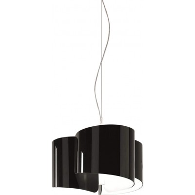 Lámpara colgante 70W Forma Cilíndrica 83×41 cm. Salón, comedor y dormitorio. Estilo moderno. Metal, Papel y Vidrio. Color negro