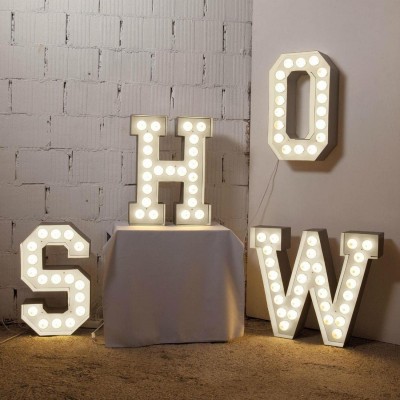 Dekorative Beleuchtung 5W 73×60 cm. Große Buchstaben mit LED-Birnen Wohnzimmer, esszimmer und empfangshalle. Metall. Weiß Farbe