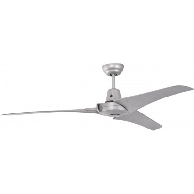 349,95 € Free Shipping | Ceiling fan 60W Ø 142 cm. 3 vanes-blades. Remote control Living room, dining room and bedroom. Industrial Style. PMMA. Silver Color