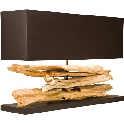 555,95 € Free Shipping | Table lamp 60W 87×48 cm. Base formed by trunks Aluminum, wood and textile. Brown Color