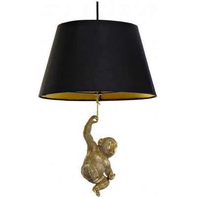 Lámpara colgante Forma Cilíndrica 15×15 cm. Diseño de mono Salón, dormitorio y vestíbulo. Metal y Resina. Color negro