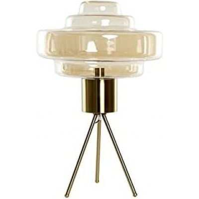 Lampada da tavolo Forma Rotonda 70×45 cm. Sala da pranzo, camera da letto e atrio. Cristallo, Metallo e Bicchiere. Colore d'oro