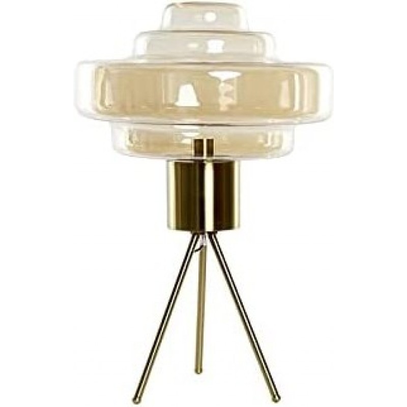 234,95 € Kostenloser Versand | Tischlampe Runde Gestalten 70×45 cm. Esszimmer, schlafzimmer und empfangshalle. Kristall, Metall und Glas. Golden Farbe
