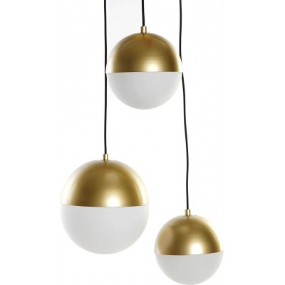 Lâmpada pendurada Forma Esférica 80×40 cm. 3 pontos de luz Sala de jantar, quarto e salão. Cristal, Metais e Vidro. Cor branco