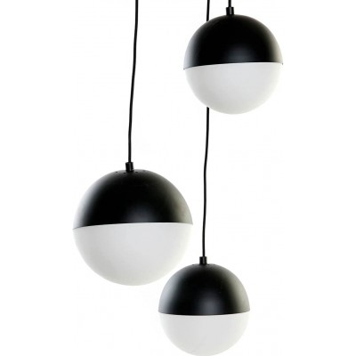 226,95 € Free Shipping | Hanging lamp Spherical Shape 80×40 cm. 3 points of light Living room, dining room and bedroom. Crystal, Metal casting and Glass. White Color