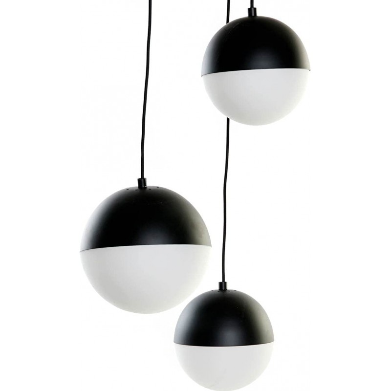 216,95 € Envio grátis | Lâmpada pendurada 80×40 cm. 3 pontos de luz Cristal, metais e vidro. Cor branco