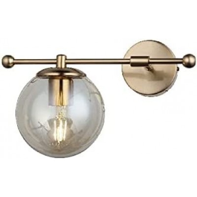 142,95 € Free Shipping | Indoor wall light 40W Spherical Shape 35×22 cm. Living room, bedroom and lobby. Metal casting and Glass. Golden Color
