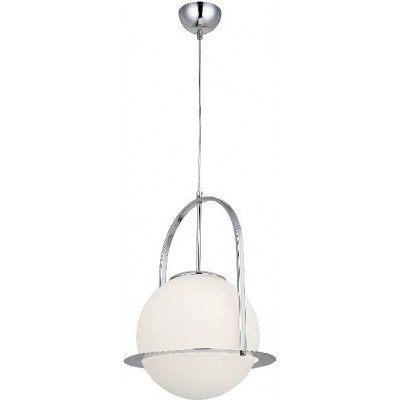 Lámpara colgante 40W Forma Esférica 110×30 cm. Salón, comedor y dormitorio. Cristal, Metal y Vidrio. Color blanco