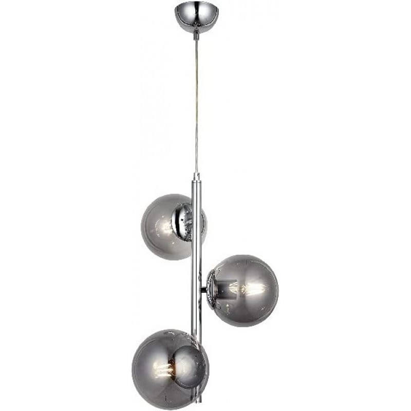 599,95 € Free Shipping | Hanging lamp 40W 118×35 cm. 3 points of light Metal casting and glass. Plated chrome Color