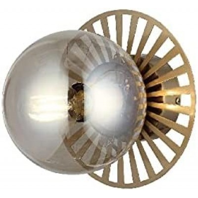 Luz de parede interna 40W 22×20 cm. Metais e vidro. Cor dourado