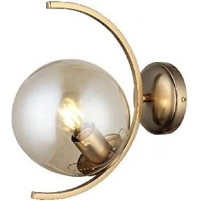 Indoor wall light 40W Spherical Shape 29×26 cm. Dining room, bedroom and lobby. Crystal, Metal casting and Glass. Golden Color