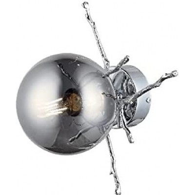 157,95 € Free Shipping | Indoor wall light 40W Spherical Shape 30×30 cm. Dining room, bedroom and lobby. Metal casting and Glass. Plated chrome Color