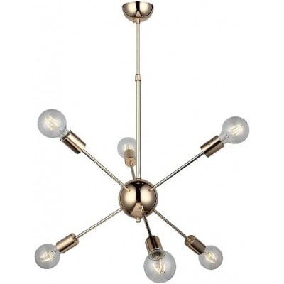 459,95 € Spedizione Gratuita | Lampadario 40W 110×63 cm. 6 punti luce Metallo e bicchiere. Colore d'oro