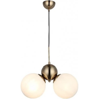 165,95 € Envoi gratuit | Lampe à suspension 40W 94×44 cm. 2 points lumineux Métal et verre. Couleur dorée