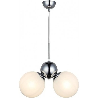 399,95 € Free Shipping | Hanging lamp 40W Spherical Shape 94×44 cm. 2 points of light Living room, dining room and bedroom. Metal casting and Glass. Plated chrome Color