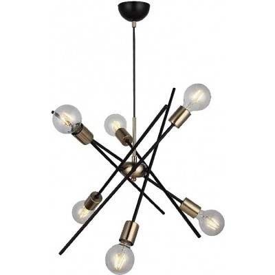 Lámpara de araña 40W 106×55 cm. 6 puntos de luz Salón, dormitorio y vestíbulo. Metal. Color negro