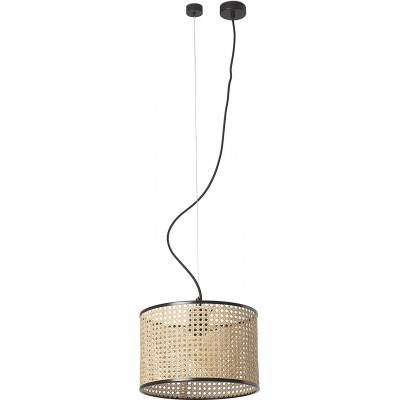 152,95 € Free Shipping | Hanging lamp 15W Cylindrical Shape Ø 32 cm. Living room, dining room and bedroom. Steel and Rattan. Black Color