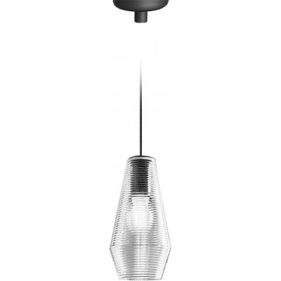 Lampe à suspension 60W 40×22 cm. Salle, chambre et hall. Cristal et Verre. Couleur noir