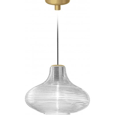 Lampe à suspension Façonner Sphérique 31×31 cm. Salle à manger, chambre et hall. Cristal et Verre. Couleur dorée