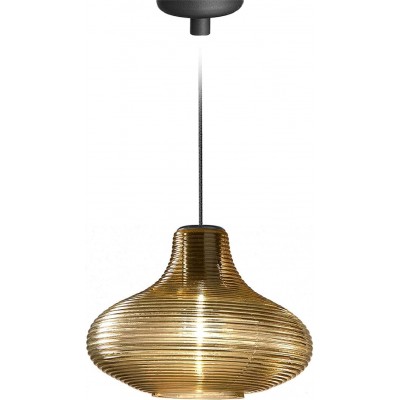 Hanging lamp Spherical Shape 31×31 cm. Dining room, bedroom and lobby. Crystal and Glass. Golden Color