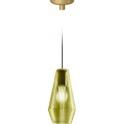 Lampe à suspension Façonner Cylindrique 40×22 cm. Salle, salle à manger et chambre. Cristal et Verre. Couleur vert