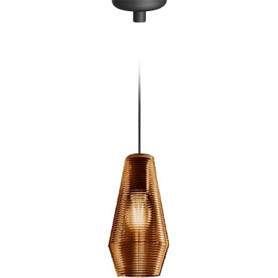 Lampe à suspension Façonner Cylindrique 40×22 cm. Salle à manger, chambre et hall. Cristal et Verre. Couleur dorée