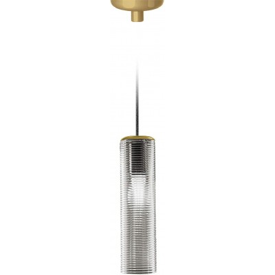 Hanging lamp Cylindrical Shape 45×13 cm. Living room, bedroom and lobby. Crystal and Glass. Golden Color