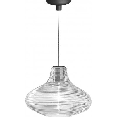 Lâmpada pendurada Forma Esférica 31×31 cm. Sala de estar, sala de jantar e salão. Cristal e Vidro. Cor preto