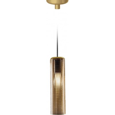 455,95 € Free Shipping | Hanging lamp Cylindrical Shape 45×13 cm. Living room, dining room and lobby. Crystal and Glass. Golden Color