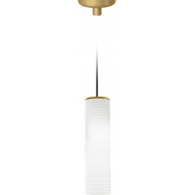 Lâmpada pendurada 56W Forma Cilíndrica 45×13 cm. Sala de estar, sala de jantar e quarto. Cristal e Vidro. Cor branco