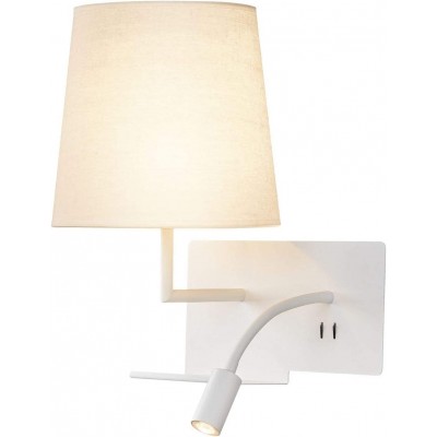 Luz de parede interna 40W 3000K Luz quente. 40×32 cm. Lâmpada com foco de LED adicional para leitura. conexão USB Alumínio e têxtil. Cor branco