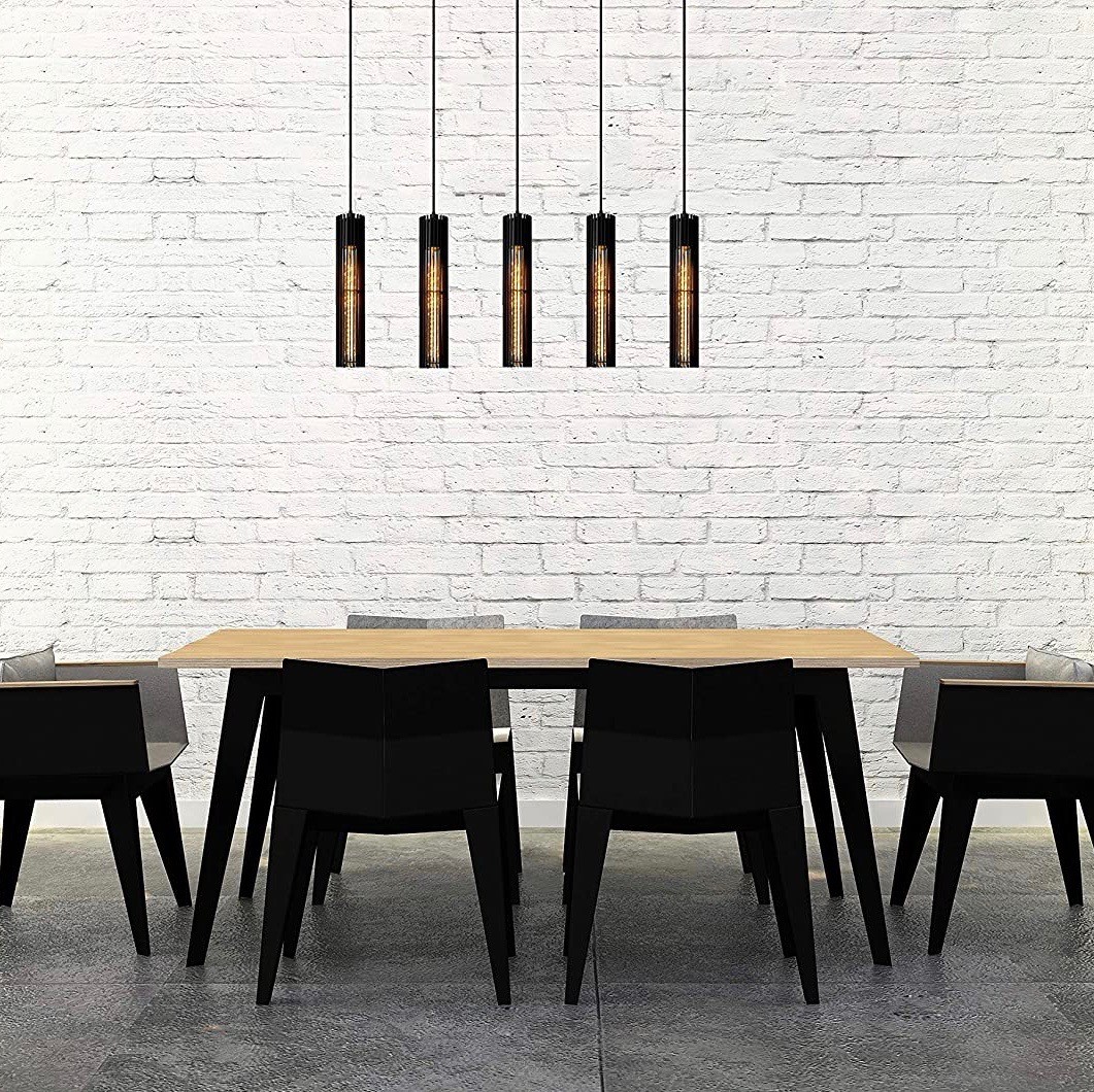425,95 € Бесплатная доставка | Подвесной светильник 200W 180×100 cm. 5 прожекторов Металл. Чернить Цвет