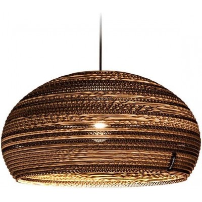 Lampe à suspension 40W 44×44 cm. Papier. Couleur marron