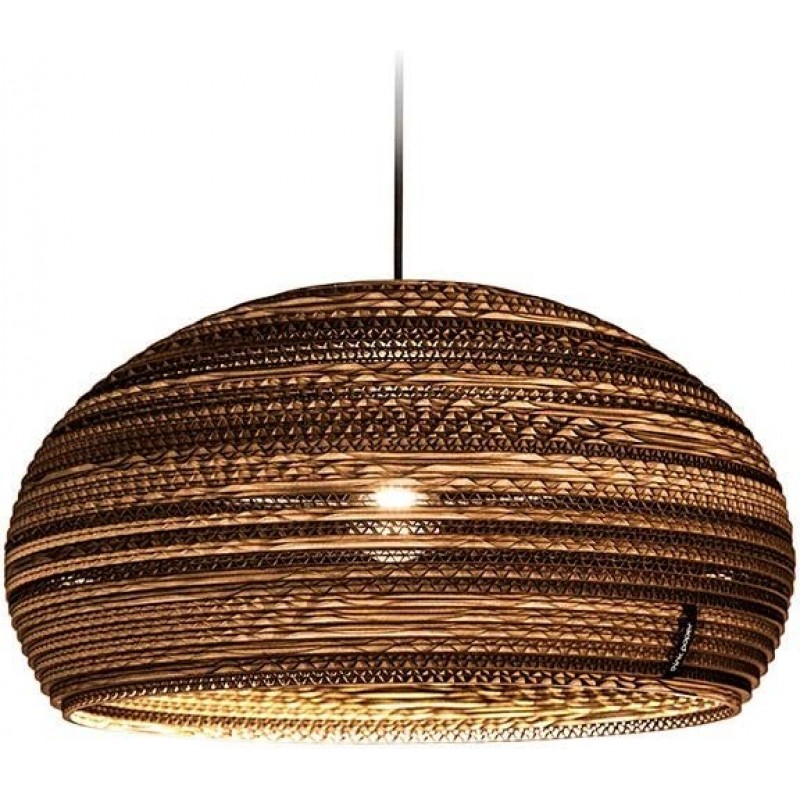 379,95 € Free Shipping | Hanging lamp 40W Round Shape 44×44 cm. Living room, bedroom and lobby. Modern Style. Paper. Brown Color