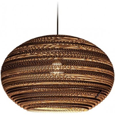 Lámpara colgante 40W Forma Redonda 44×44 cm. Comedor, dormitorio y vestíbulo. Papel. Color marrón