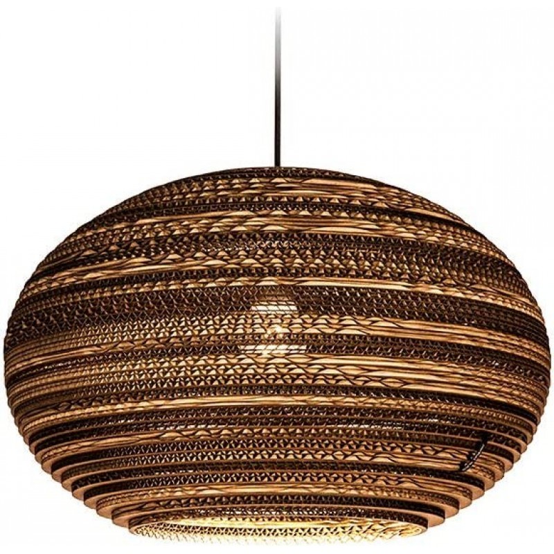 439,95 € Free Shipping | Hanging lamp 40W Round Shape 44×44 cm. Dining room, bedroom and lobby. Paper. Brown Color