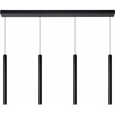 348,95 € Free Shipping | Hanging lamp 16W Cylindrical Shape 180×120 cm. 4 points of light Living room, dining room and bedroom. Modern Style. Aluminum. Black Color