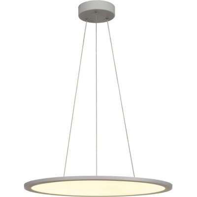368,95 € Free Shipping | Hanging lamp Round Shape 60×60 cm. Position adjustable LED Living room, dining room and bedroom. Modern and cool Style. Acrylic and Aluminum. Gray Color