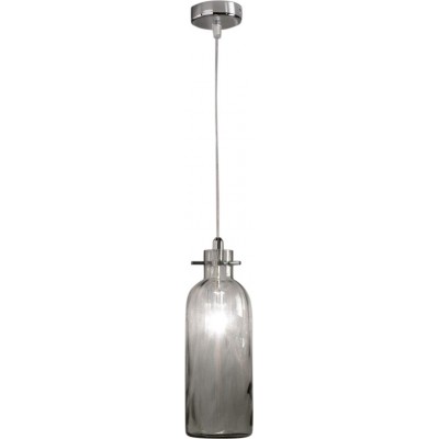 Lampada a sospensione 33W Forma Cilindrica 26×10 cm. Soggiorno, sala da pranzo e atrio. Stile moderno. Metallo e Bicchiere. Colore grigio