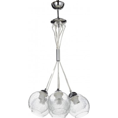 Lampe à suspension 60W 90×50 cm. 7 projecteurs Salle, salle à manger et chambre. Style moderne. Cristal, Métal et Verre. Couleur chromé